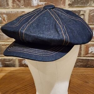 Vintage Dark Blue Denim Newsboy Hat